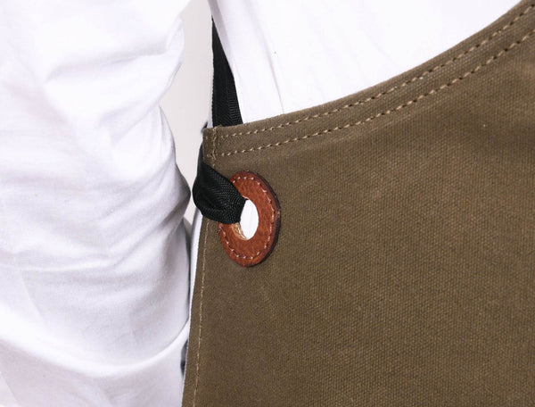 Turin Waxed Canvas Apron - Pickle Green - Aaron Leather Goods