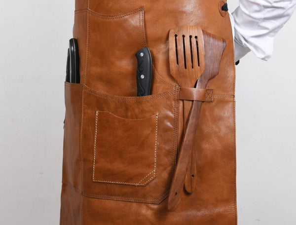 Manresa Leather Apron - Caramel Brown - Aaron Leather Goods