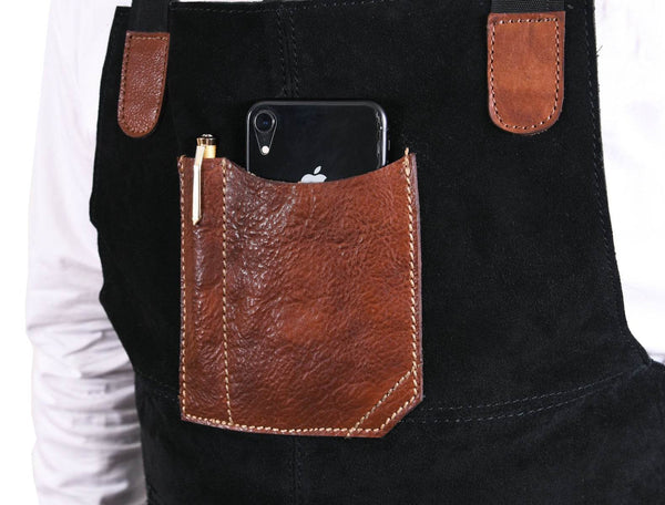 Serena Suede Apron - Raven Black - Aaron Leather Goods