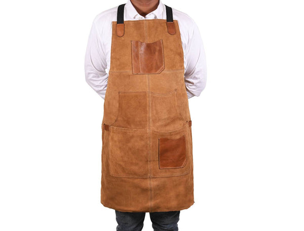Serena Suede Apron - Tawny Brown - Aaron Leather Goods