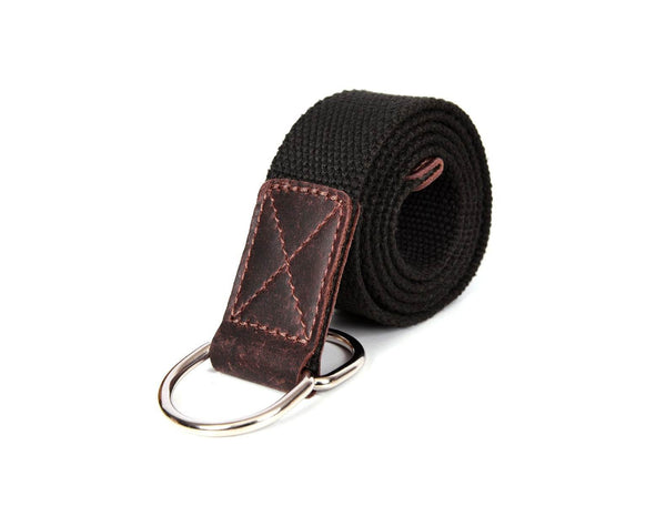 Paso Canvas Belt with D - ring - Black - Aaron Leather Goods