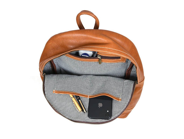Sagunto Leather Backpack - Caramel Brown - Aaron Leather Goods
