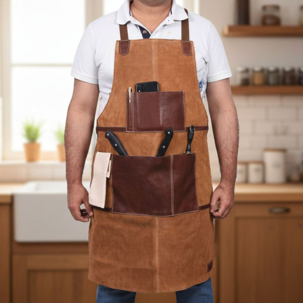 Florence Suede Apron - Chestnut - Aaron Leather Goods