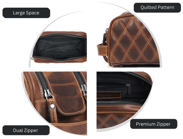 Ample Glide Quilted Leather Toiletry Bag - Aaron Leather Goods