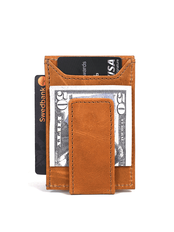 Sestao Leather Minimalist Money Clip Wallet - Cinnamon - Aaron Leather Goods