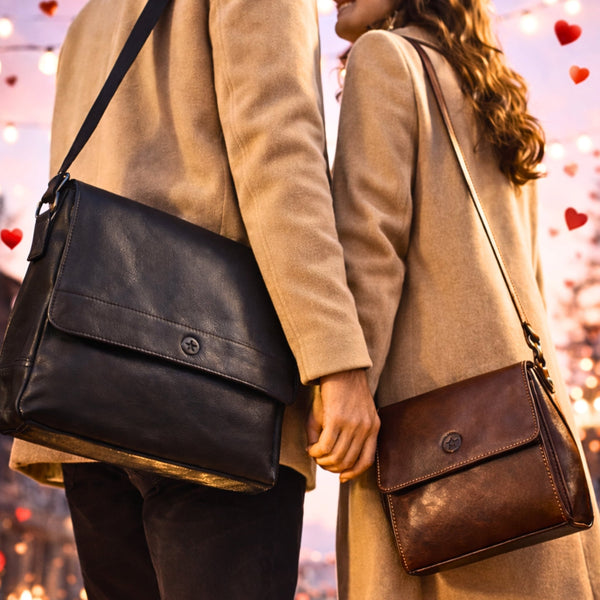 His & Hers Leather Love Set ( Messeng bag & Crossbody Bag Combo ) - Aaron Leather Goods