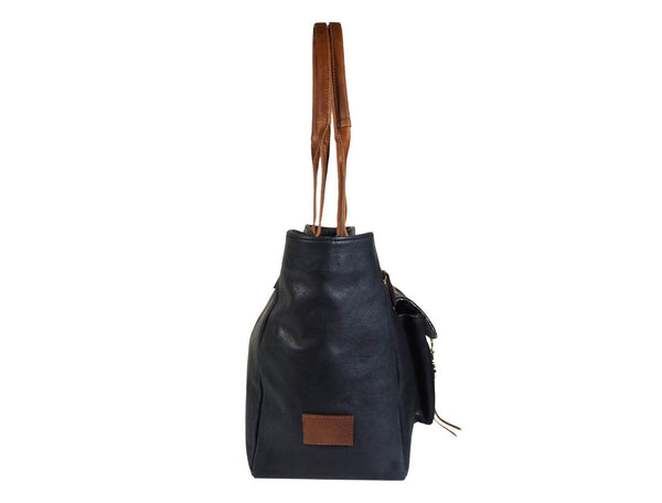 Abston Travel Tote Bag - Raven Black - Aaron Leather Goods