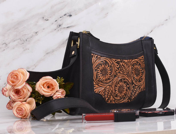 Madison Ladies Handmade Bag - Raven Black - Aaron Leather Goods