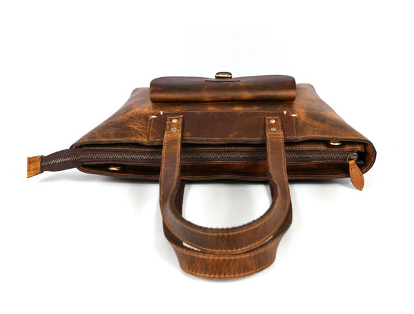 Brittany Travel Tote Bag – Caramel Brown - Aaron Leather Goods