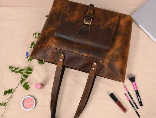 Brittany Travel Tote Bag – Caramel Brown - Aaron Leather Goods
