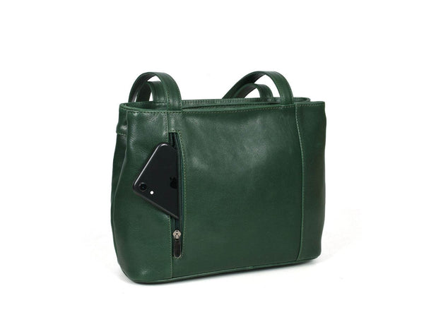Toledo Leather Handbag - Pine Green - Aaron Leather Goods