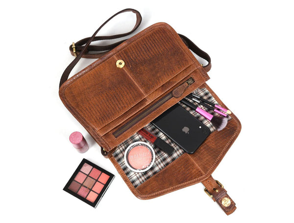 Ourense Leather Crossbody Bag - Gingerbread - Aaron Leather Goods