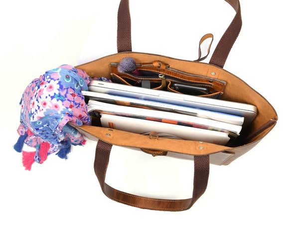 Melilla Travel Tote Bag – Caramel Brown - Aaron Leather Goods