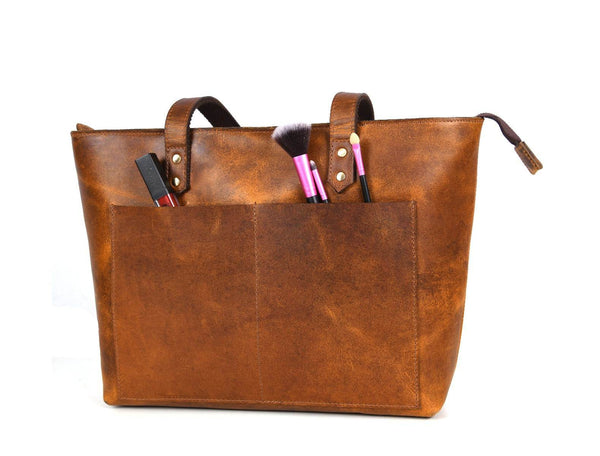 Canaria Travel Tote Bag – Caramel Brown - Aaron Leather Goods