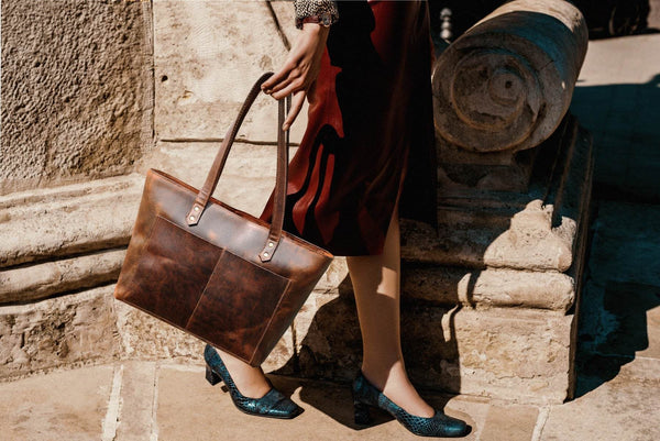 Canaria Travel Tote Bag – Walnut Brown - Aaron Leather Goods