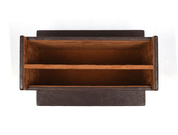 Orizzonte Office Table Organizer - Dark Brown - Aaron Leather Goods