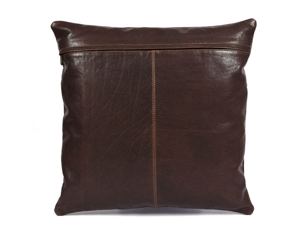 Baltimore Leather Pillow Cover - Walnut Brown - Aaron Leather Goods