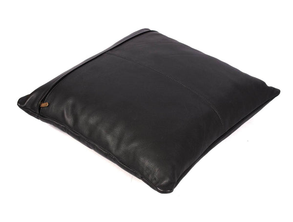 Baltimore Leather Pillow Cover - Raven Black - Aaron Leather Goods