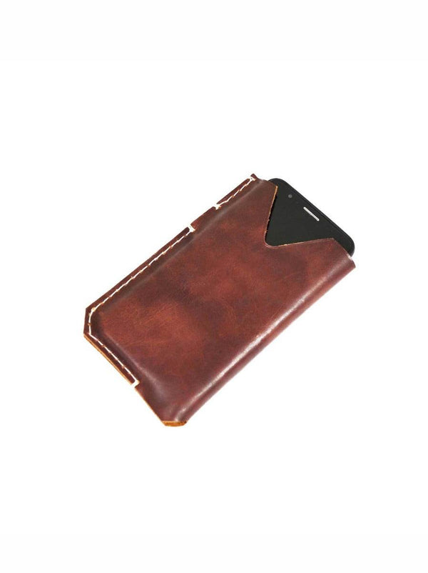 Strasbourg Leather Mobile Case - Caramel Brown - Aaron Leather Goods