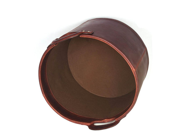 Jolanda Leather Wastebasket - Walnut Brown - Aaron Leather Goods