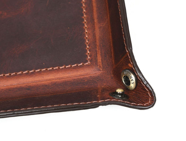 Ramage Leather Valet Tray - Walnut Brown - Aaron Leather Goods