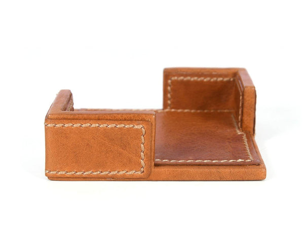 Olimpia Leather Coaster – Caramel Brown - Aaron Leather Goods