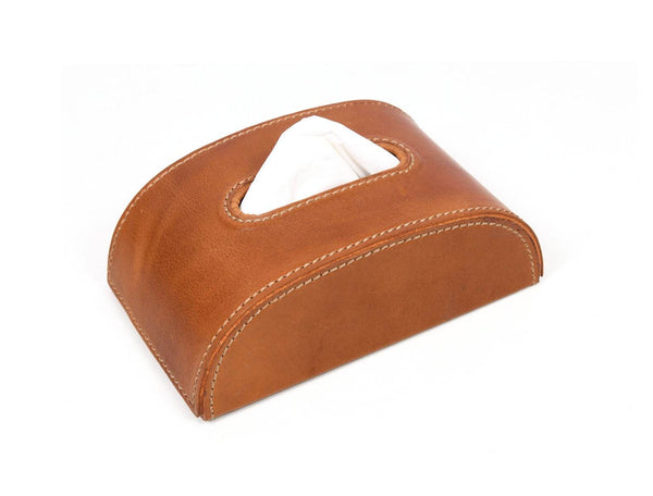 Odino Leather Tissue Holder – Caramel Brown - Aaron Leather Goods