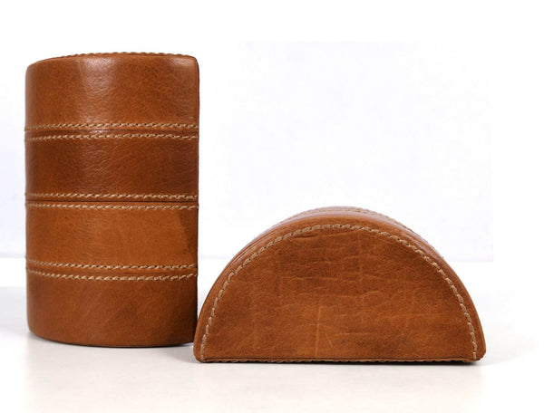 Glam Leather Bookend – Caramel Brown - Aaron Leather Goods