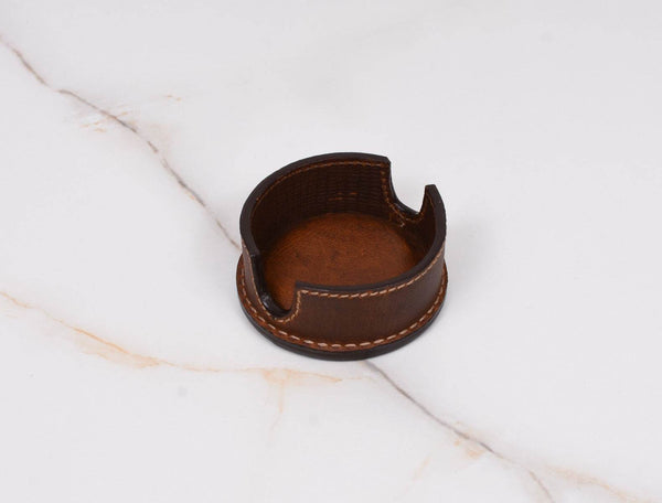 Cannes Leather Coaster - Exotic Print - Aaron Leather Goods