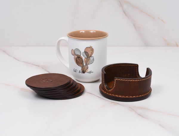 Cannes Leather Coaster - Exotic Print - Aaron Leather Goods