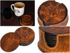 Ronda Leather Coaster - Caramel Brown - Aaron Leather Goods