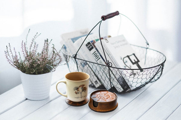 Ronda Leather Coaster - Caramel Brown - Aaron Leather Goods