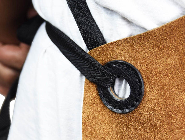 Florence Suede Apron - Raven Black - Aaron Leather Goods