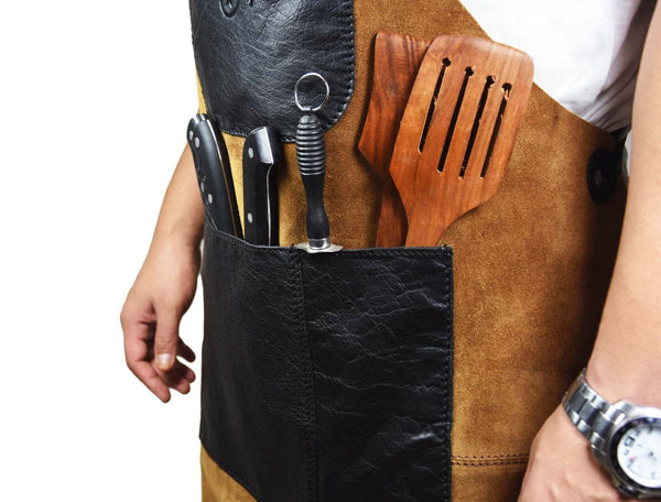 Florence Suede Apron - Raven Black - Aaron Leather Goods