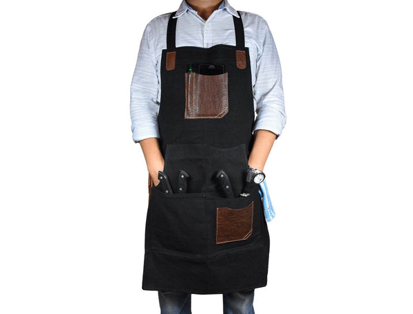 Turin Waxed Canvas Apron - Raven Black - Aaron Leather Goods