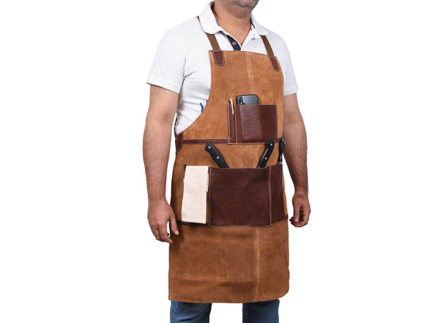 Florence Suede Apron - Chestnut - Aaron Leather Goods