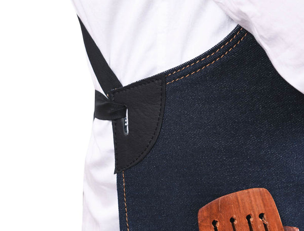 Benito Leather Canvas Apron - Denim Blue - Aaron Leather Goods