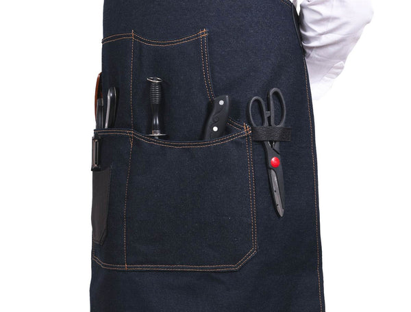 Benito Leather Canvas Apron - Denim Blue - Aaron Leather Goods