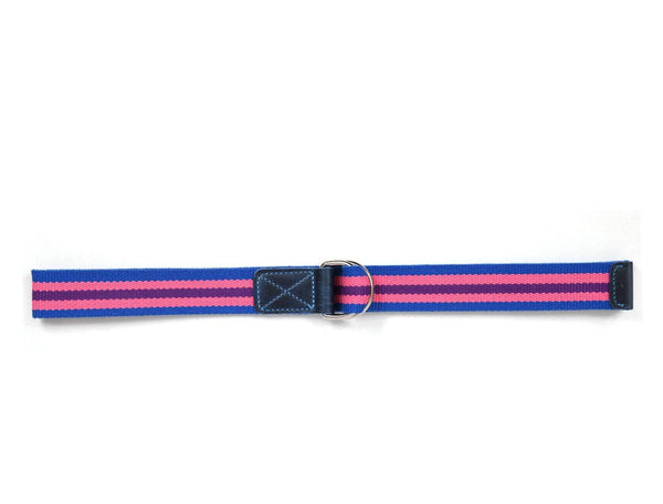 Enova Canvas Belt with D - ring - Pink Blue - Aaron Leather Goods