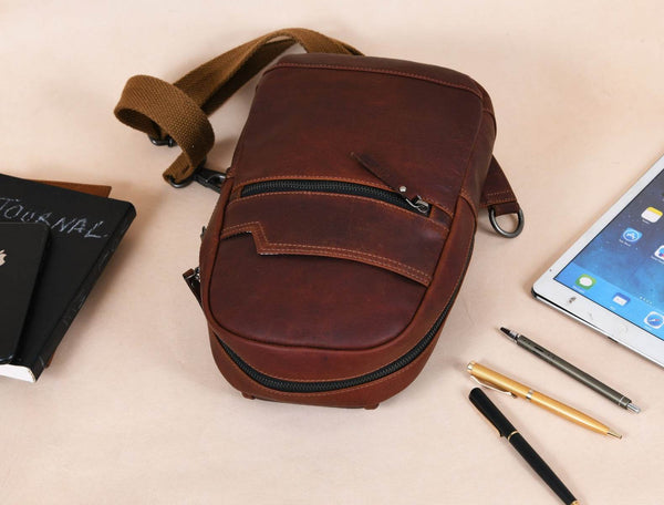 Alvin Leather Backpack - Dark Brown - Aaron Leather Goods