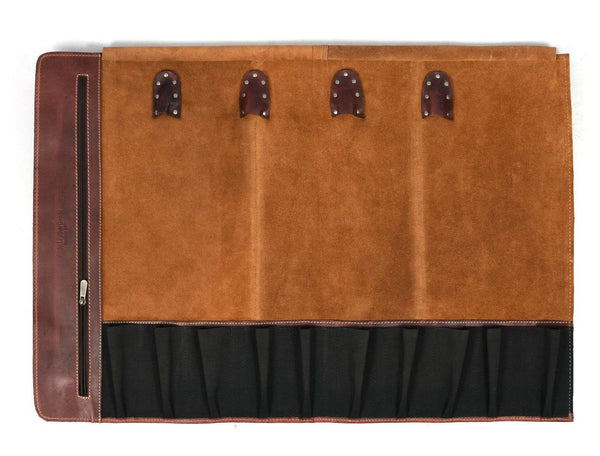 Tuscania Leather Knife Roll & Bag Combo - Walnut Brown - Aaron Leather Goods