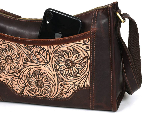Madison Ladies Handmade Bag - Dark Brown - Aaron Leather Goods