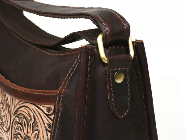 Madison Ladies Handmade Bag - Dark Brown - Aaron Leather Goods