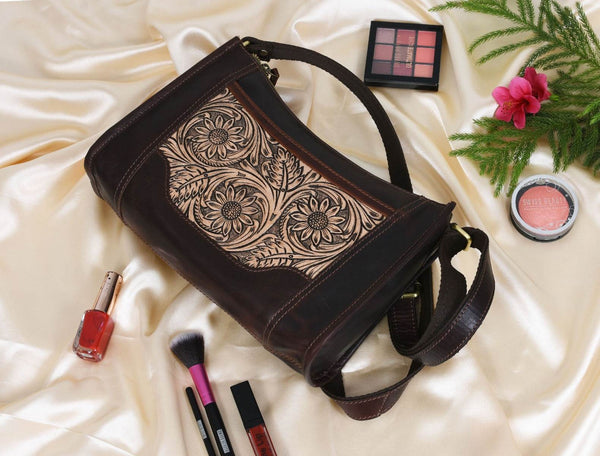 Madison Ladies Handmade Bag - Dark Brown - Aaron Leather Goods
