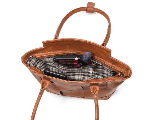 Ajo Leather Tote Bag - Caramel Brown - Aaron Leather Goods