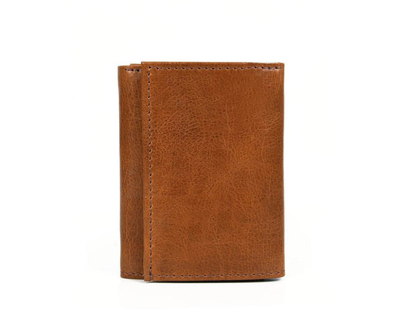 Fremont Leather Tri - fold Mens Wallet - Caramel - Aaron Leather Goods