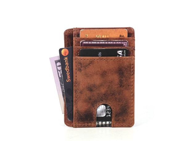 Utrera Leather Credit Card Holder - Berry - Aaron Leather Goods