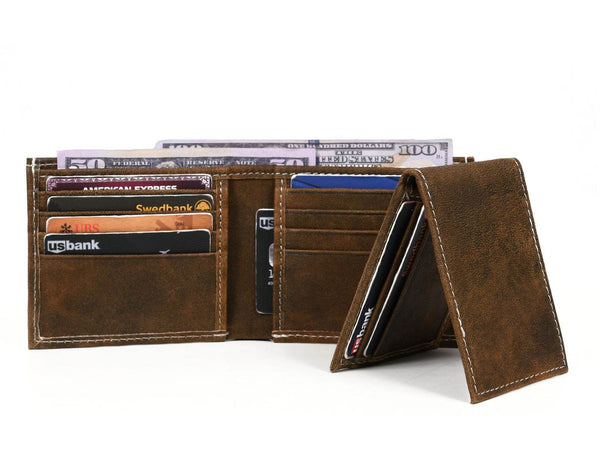 Cuenca Leather Bifold Mens Wallet - Cedar - Aaron Leather Goods