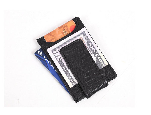 Sestao Leather Minimalist Money Clip Wallet - Sulfur Black - Aaron Leather Goods