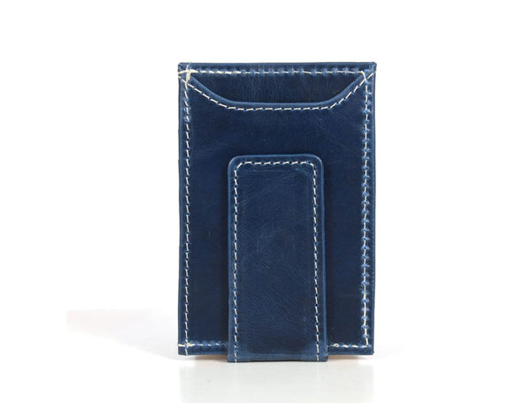Sestao Leather Minimalist Money Clip Wallet - Royal Blue - Aaron Leather Goods